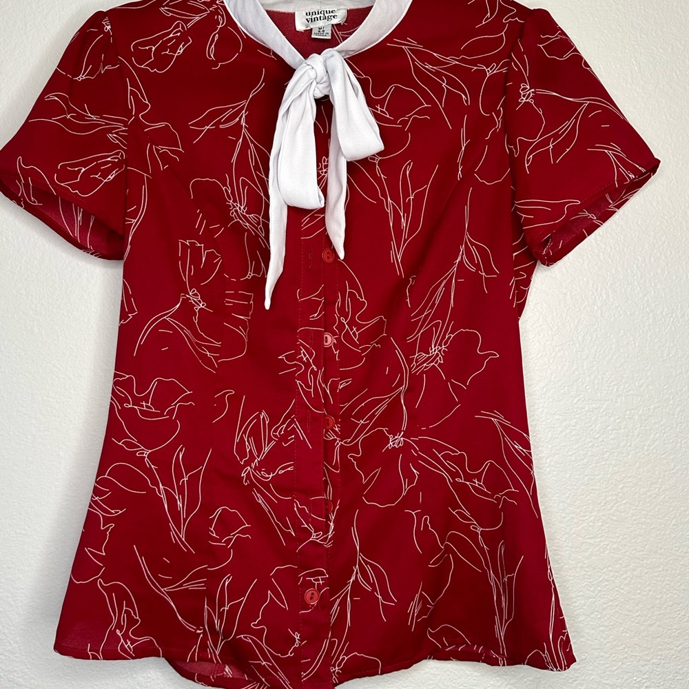 White Stag Red Floral Button Down Shirt